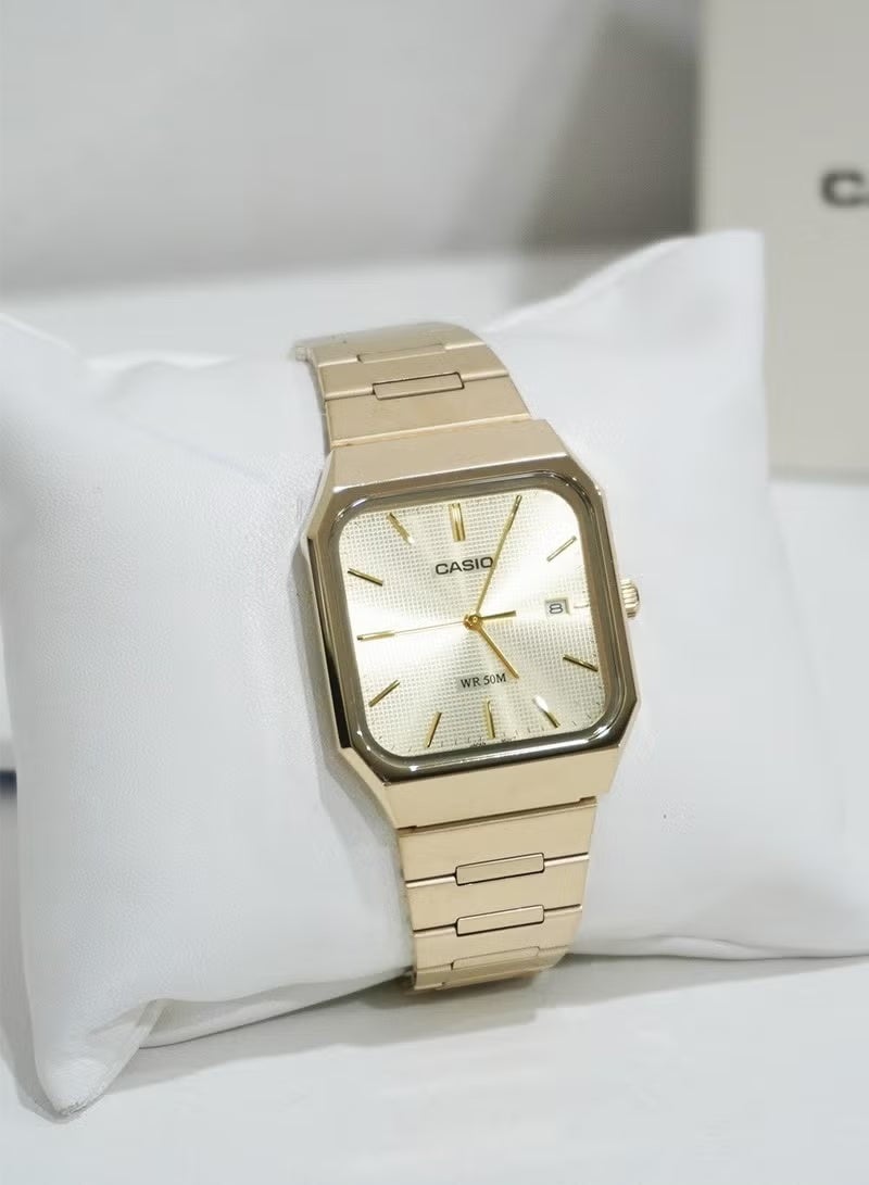 CASIO MTP-B185G-9A – Gold Ion-Plated Stainless Steel Analog Watch with Date Display-40 × 32.5 × 7.3 mm - Image 2